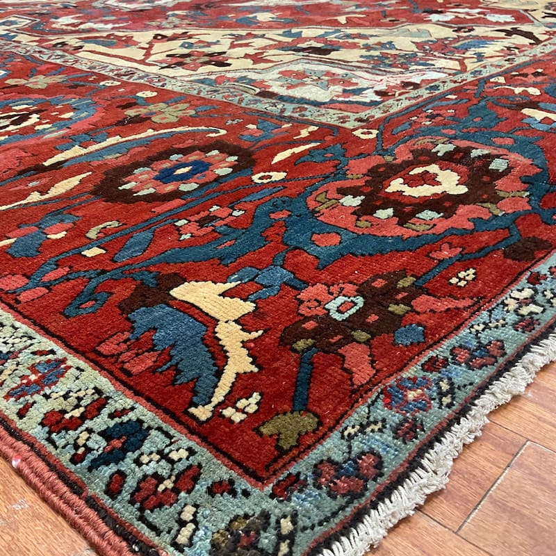 HERAT ORIENTAL Antique 1880s Serapi Wool Rug - 8'10" x 11'9"