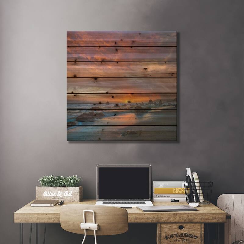 Coatal Sunset Near Arch Rock, California Print On Wood by Tim Fitzharris - Multi-Color