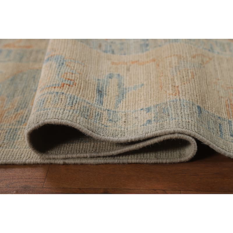 Hand Knotted Oriental 100% Wool Carpet Transitional All-Over Greys & Charcoal Oushak Area Rug - 9' 0'' X 6' 2''