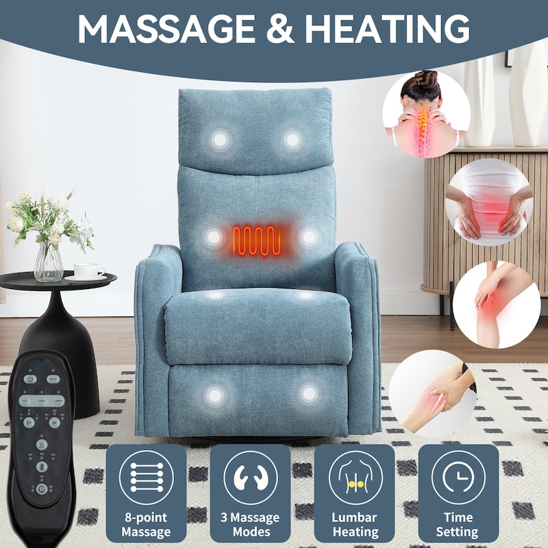 360° Swivel Rocker Recliner Chair with Massage and Lumbar Heating