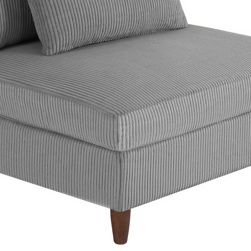 Corduroy Accent Chair with Ottoman Modular Couch Sectional Sofa