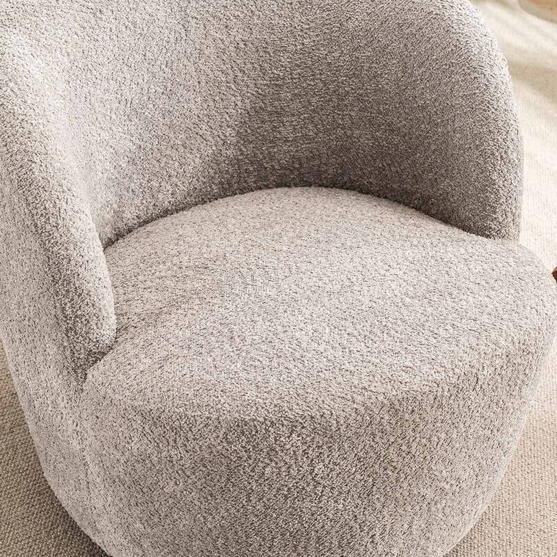 Single Fabric Modern Accent Chair 360 Degree Rotation Swivel Barrel Chairs