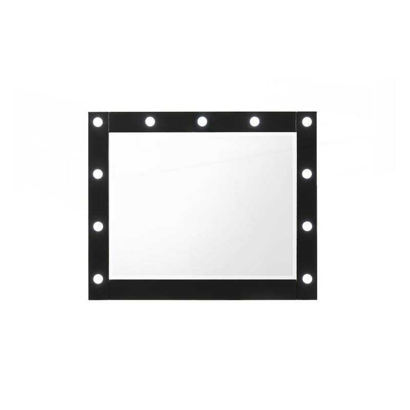 Glam LED Lights in Frame Mirror Vanity Top Landscape Mirror - Black