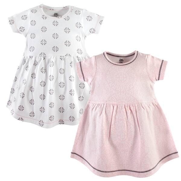 slide 1 of 1, Yoga Sprout Baby and Toddler Girl Cotton Short-Sleeve Dresses 2pk, Scroll 2T - Scroll