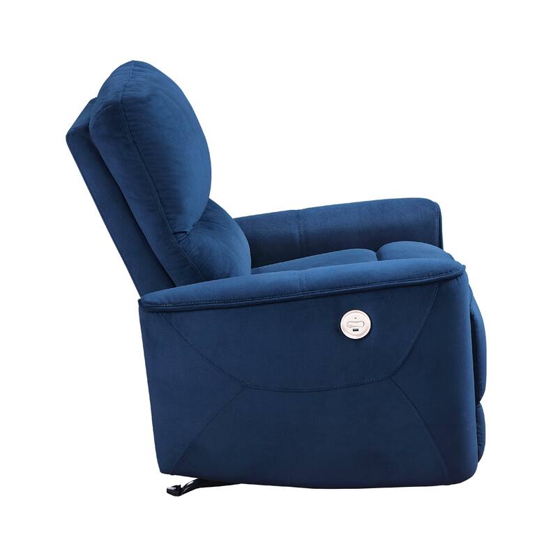 Erten Power Rocker Reclining Chair, Navy Blue Velvet, Solid Wood