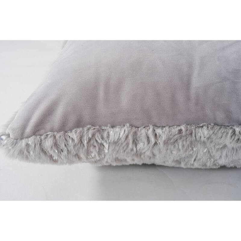 Chryso Collection Faux Fur Pillow with Foil Accents
