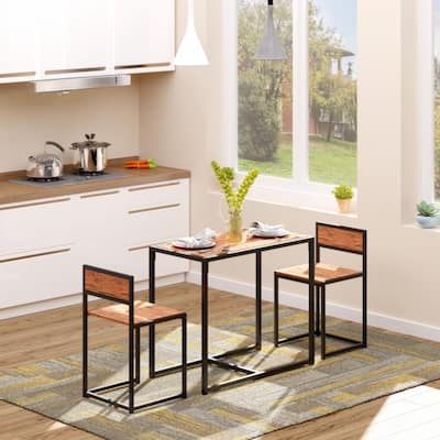 3-Piece Industrial Dining Table Set for 2, Kitchen Table and Chairs, Dining Room Sets for Small Spaces