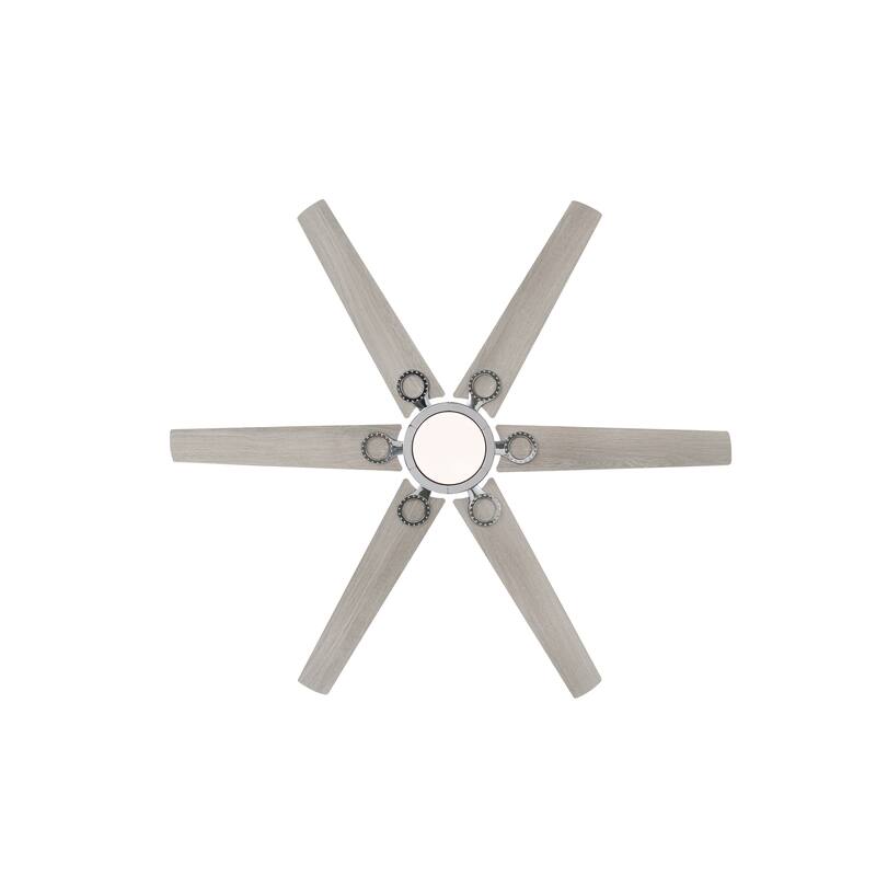 MLiAN 64 in. 6 Playwood Blade Dc Motor Indoor Downrod Gray Standard Ceiling Fan with Remote Integrated LED - 64''