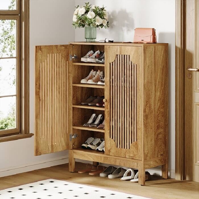 5-Tier Adjustable Shoe Cabinet with Doors for 20 Pairs