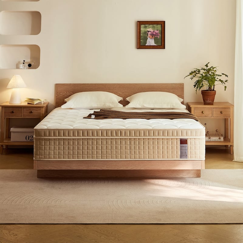 Mattress 14 Inch Hybrid Pillow Top Gel Memory Foam Medium Firm Motion Isolation Edge Support Fiberglass-Free - White - Twin XL