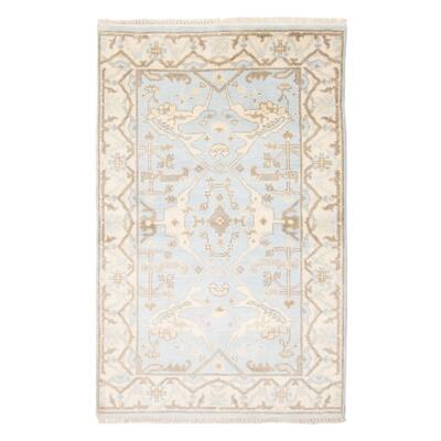 ECARPETGALLERY Hand-knotted Royal Oushak Blue Wool Rug - 4'1 x 6'0