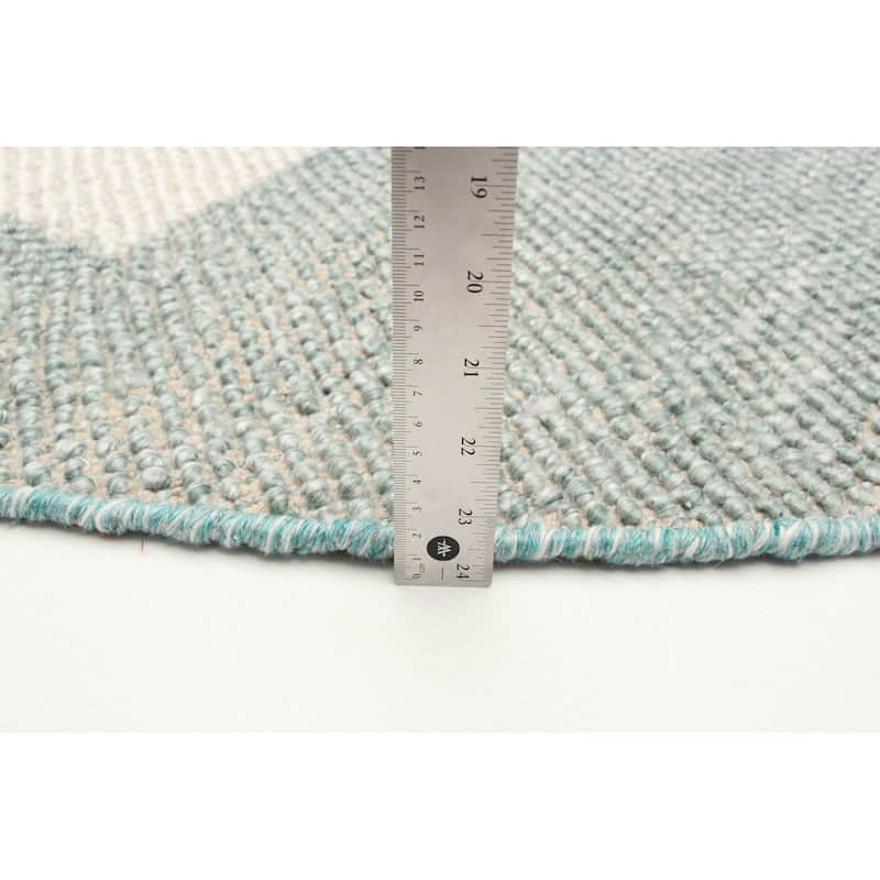 ECARPETGALLERY Braid weave Sienna Teal Wool Rug - 5'11 x 5'11