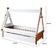 preview thumbnail 4 of 2, Modern Wood Twin Bed, House Shaped Bed Frame, Slat System, Brown, White