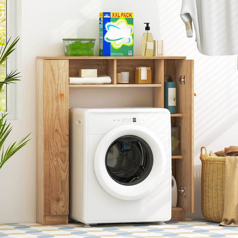 Over Toilet Storage Cabinet with Shelves and Double Door Cabinets
