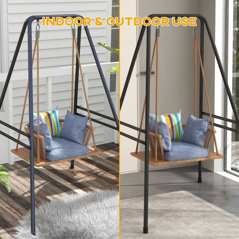 Outsunny Hammock Chair Stand, Hanging Heavy Duty Metal Frame Hammock Stand for Hanging Hammock Air Porch Swing Chair