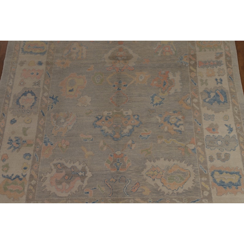 Hand Knotted Oriental 100% Wool Carpet Transitional All-Over Greys & Charcoal Oushak Area Rug - 9' 8'' X 7' 10''
