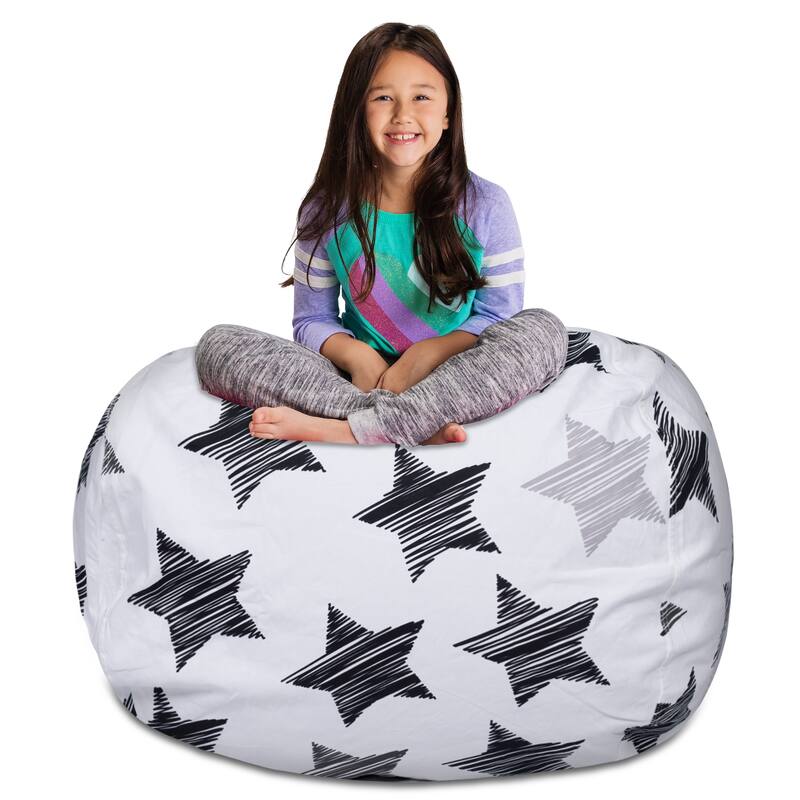 Kids Bean Bag Chair Cover Stuffed Animal Storage or Toy Organizer