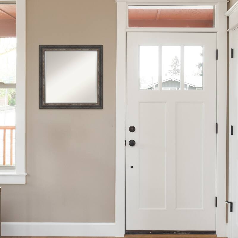 Beveled Wall Mirror - Bark Rustic Char Narrow Frame - Bark Rustic Char Narrow