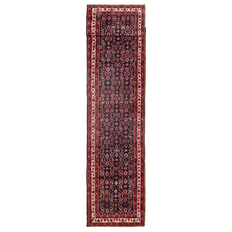 ECARPETGALLERY Hand-knotted Andelz Dark Navy Wool Rug - 3'7 x 17'6 - Dark Navy - 3'7 x 17'6