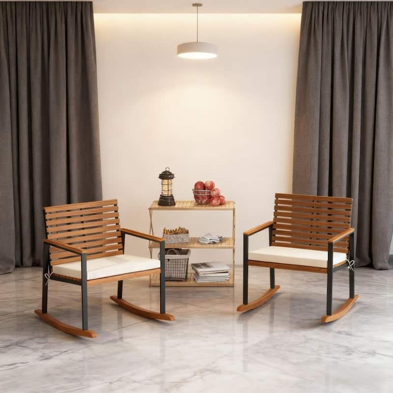 GDFStudio - Oliver Outdoor Rocking Chair Set of 2 with Cushioned - Rocking Chairs