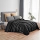 preview thumbnail 1 of 4, Lightweight Blanket with Satin Trim Throw - Black