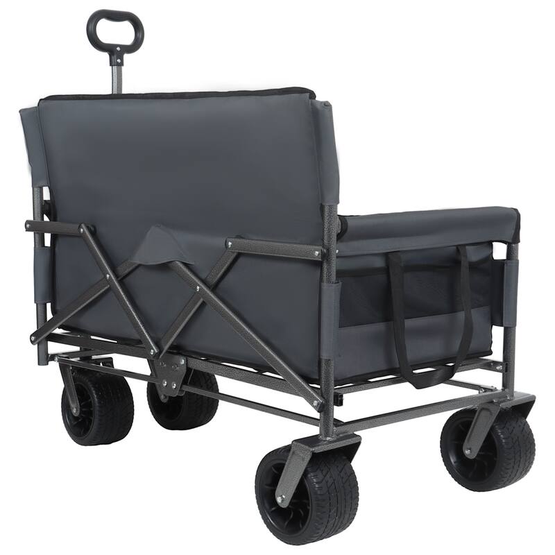 3-in-1 Convertible Folding Wagon Cart with Bench Seat&Storage - 500lbs Heavy-Duty Utility Wagon,180L Capacity All-Terrain Wheels