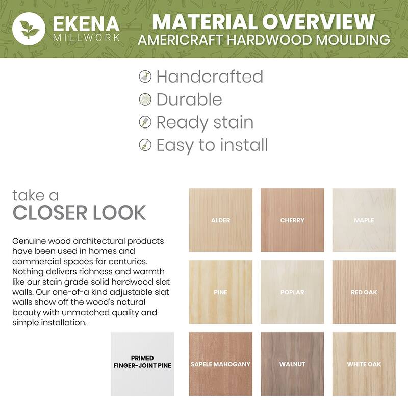 WM48: 3-1/3-in H x 2-2/3-in P x 4-1/4-in F x 96-in L Americraft Solid Hardwood Stain Grade Crown Moulding
