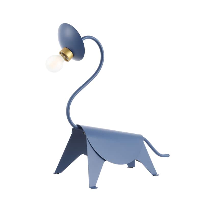 Alexia 16" Modern Industrial Iron Brachiosaurus LED Kids' Lamp, Blue by JONATHAN Y