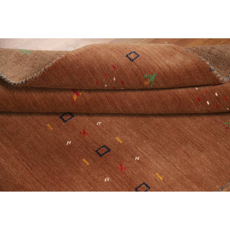 Hand Knotted Oriental 100% Wool Carpet Tribal Animal Pictorial Brown Gabbeh Area Rug - 5' 10'' X 4' 0''