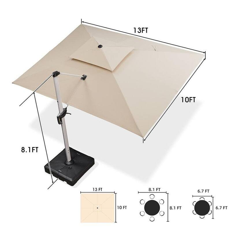 PURPLE LEAF Double Top 9x11/9x12/10x12/10x13ft Rectangle Umbrella Large Cantilever Outdoor Classic Umbrella