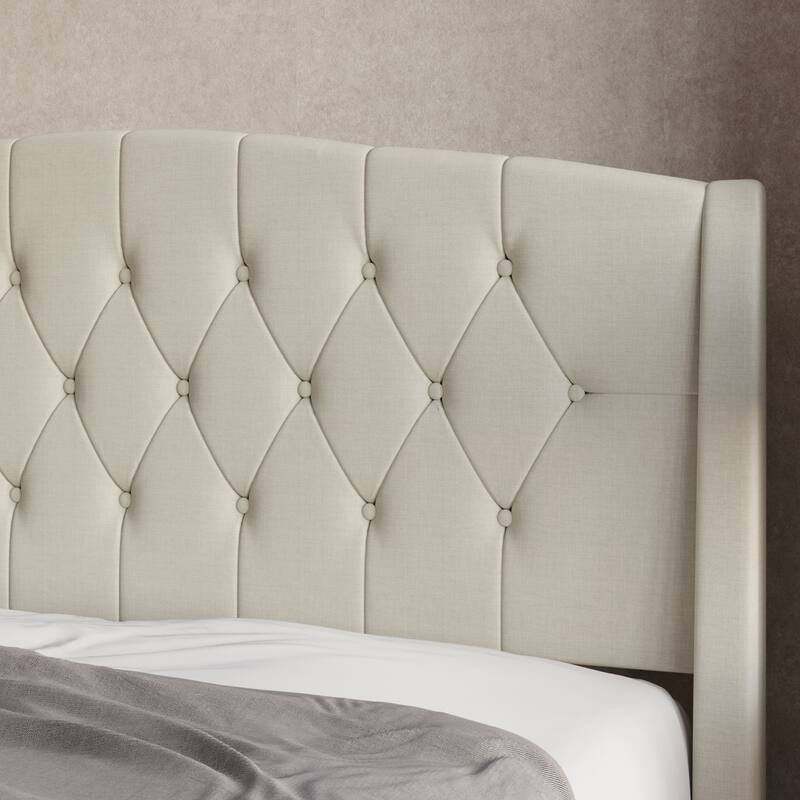 CraftPorch 3 Piece Bedroom Nightstands Set Classic Button Tufted Bed