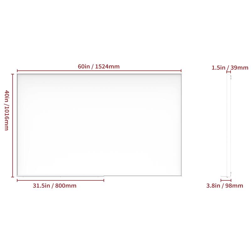 60"x40" Oversized Modern Rectangle Mirror with Walnut Frame