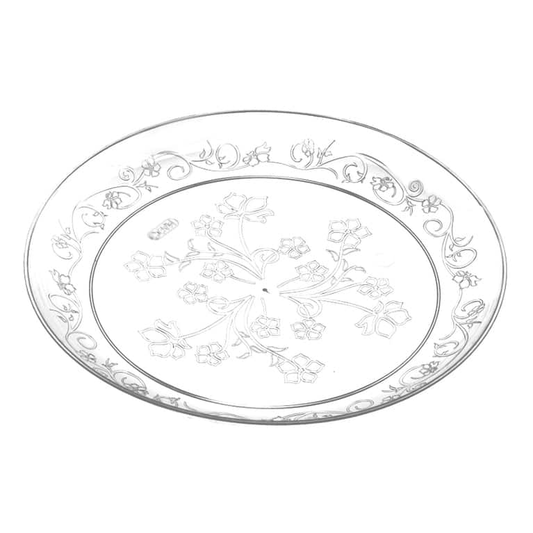 Clear Round Scroll Disposable Plastic Plate Packs - Party Supplies - 240pcs - Buffet Plates - Clear