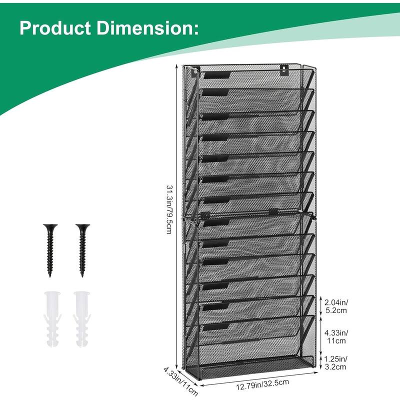 Hanging Wall File Holder, Paper Storage Organizer