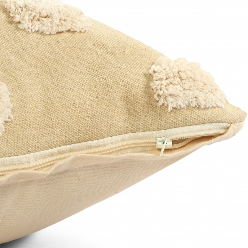 HomeRoots 20" X 20" Cream And White 100% Cotton Zippered Pillow