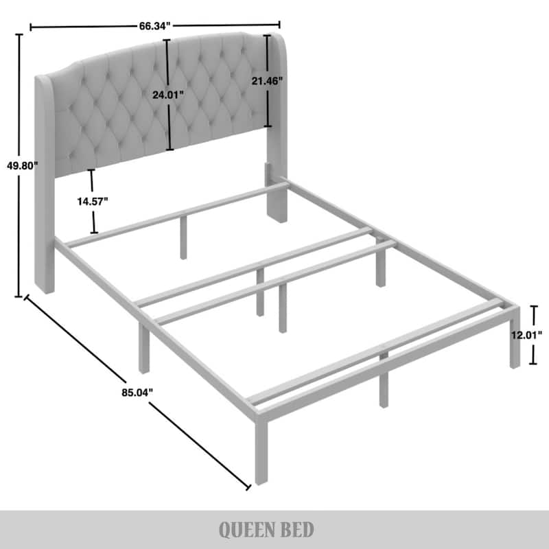 CraftPorch 2 Piece Bedroom Bench Set Velvet Wingback Upholstered Bed