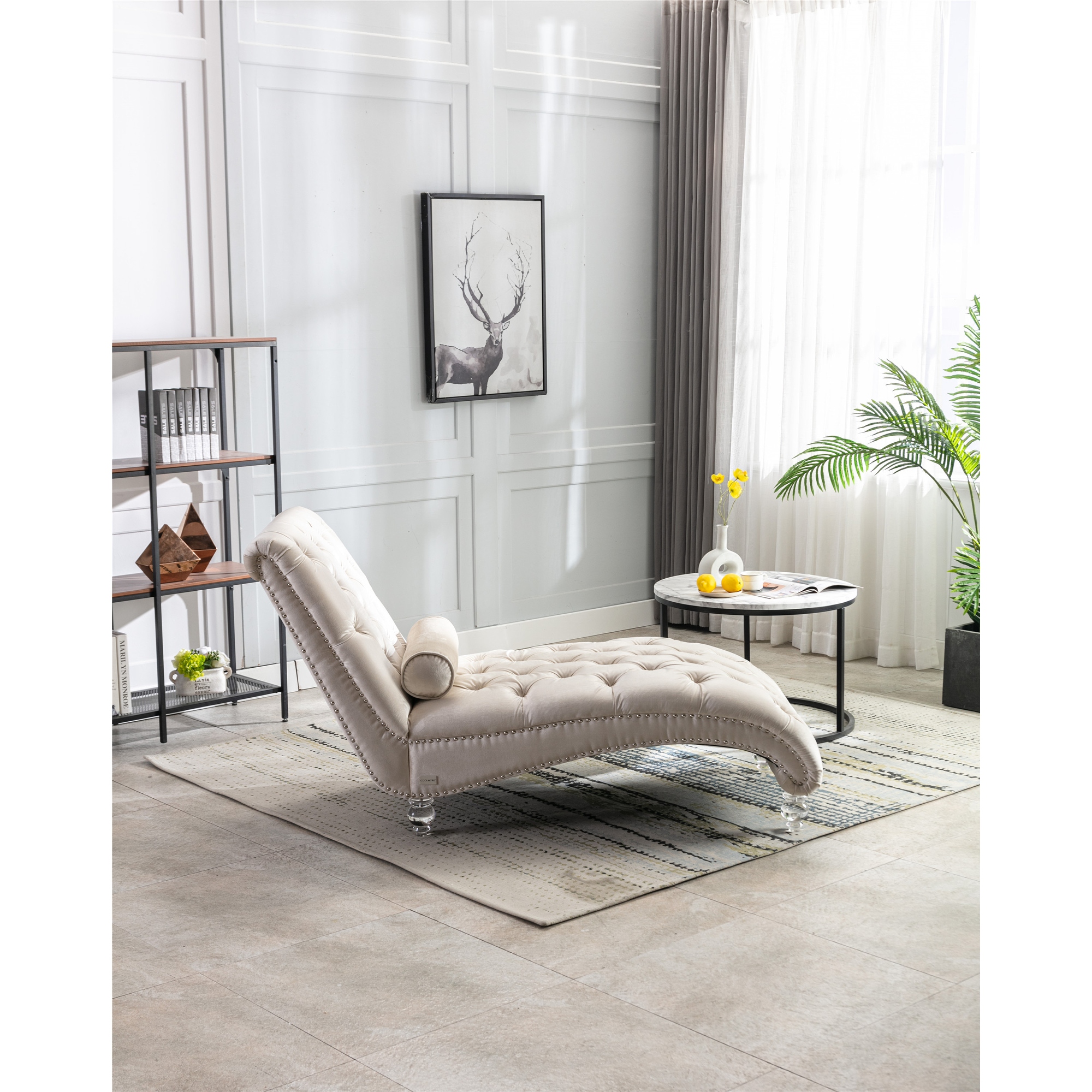 Tufted chaise lounge best sale