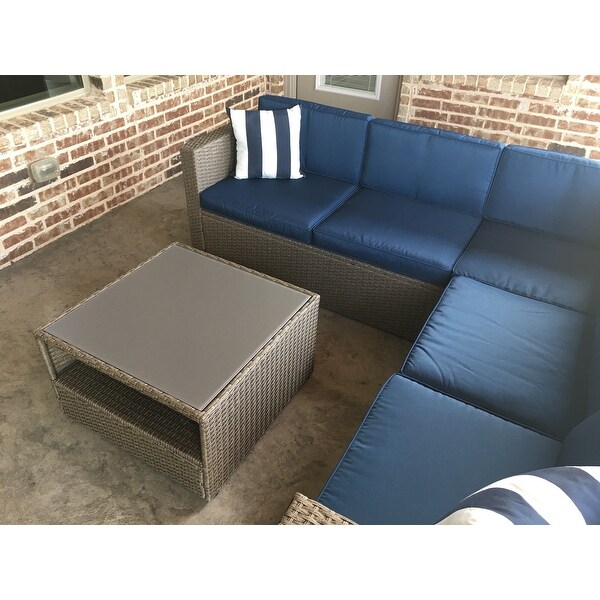 Top Product Reviews For Solaura Outdoor 4 Piece Rattan Sectional Sofa And Coffee Table Set 29164287 Overstock