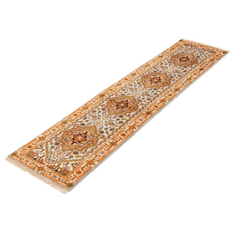 ECARPETGALLERY Hand-knotted Serapi Heritage Light Blue Wool Rug - 2'3 x 9'10