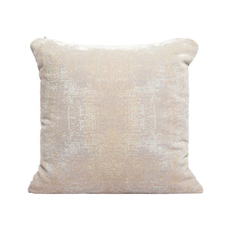 Handwoven Embroidered Abstract Square Throw Pillow - 18" - Beige and Gray