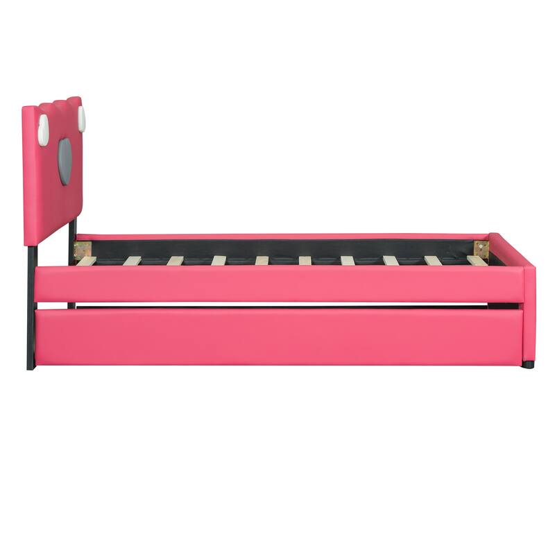 Twin Size Upholstered Platform Bed with Trundle