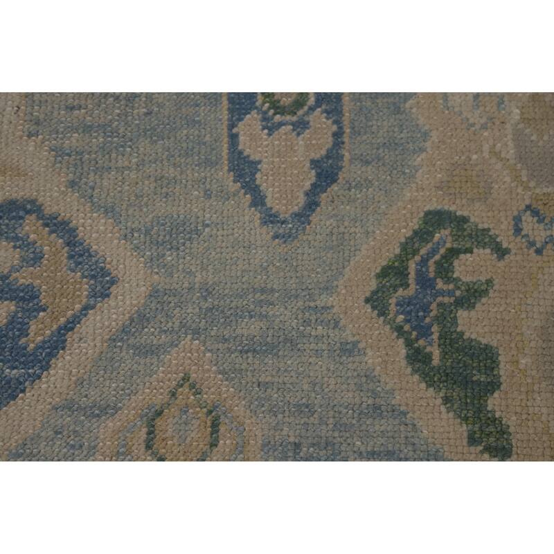 Hand Knotted Oriental 100% Wool Carpet Transitional All-Over Navy Blue & Blues Oushak Area Rug - 12' 11'' X 9' 5''