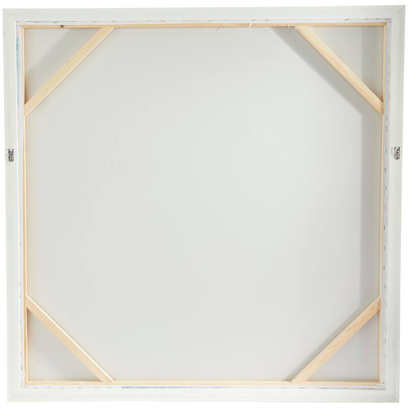 Blue Canvas Overlapping Circle Abstract Framed Wall Art with White Frame