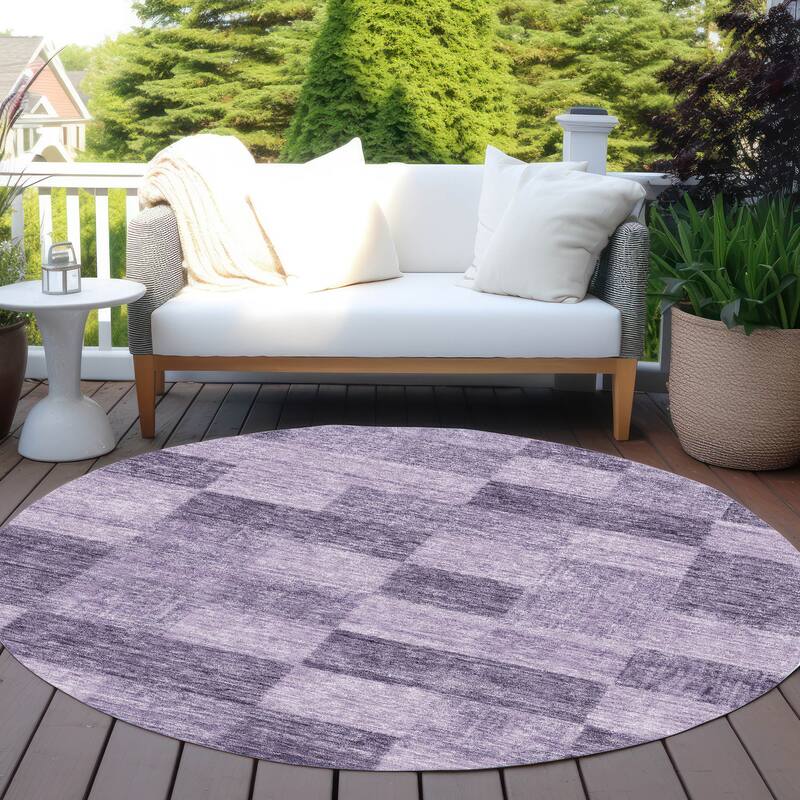 Machine Washable Indoor/ Outdoor Checker Chantille Rug