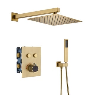 Wall Mounted Square Thermostatic Shower System with Rough-in Valve in ...