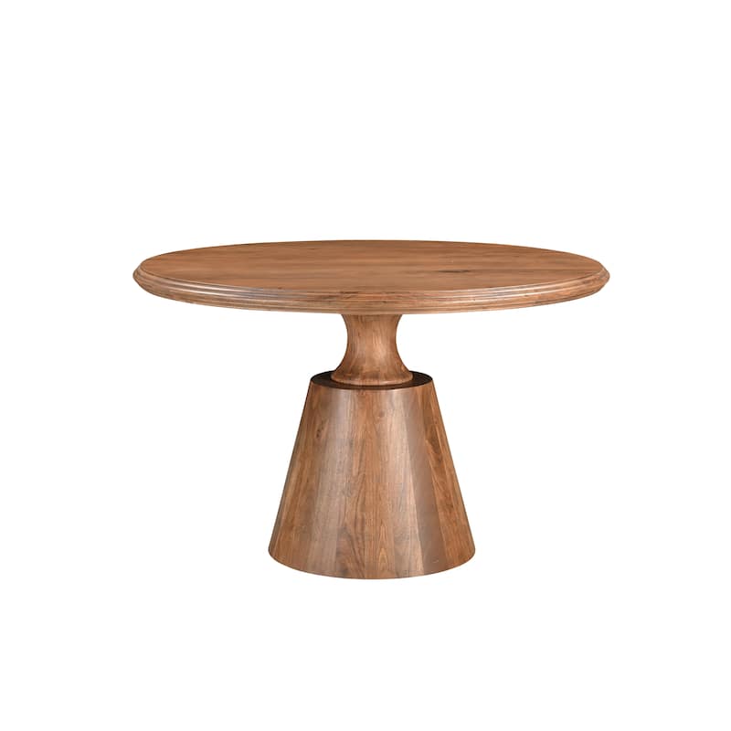 Riley 48" Round Solid Wood Pedestal Dining Table - Brown