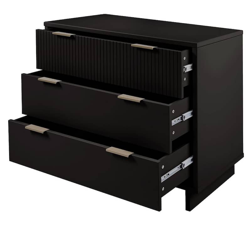 Manhattan Comfort Granville 38.18" Modern Standard 3 Drawer Dresser