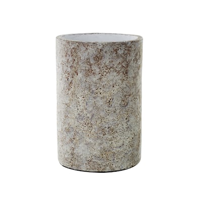 Ceramic Antique Style Wide Textured Decorative Vase - Brown - Roche River Decor