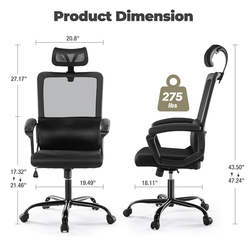 Modern Mesh High Back Gaming Desk Chair, Ergonomic Office Chair with Adjustable Headrest and