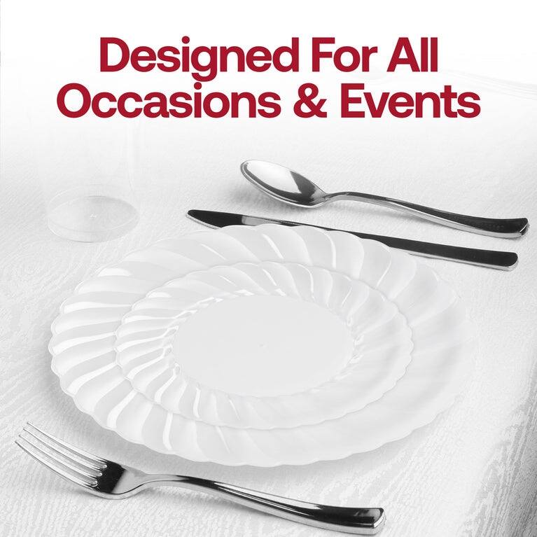 Solid Round Flaired Disposable Plastic Plate Packs - Party Supplies